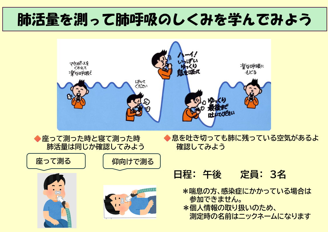 肺活量を測って肺呼吸のしくみを学んでみよう。